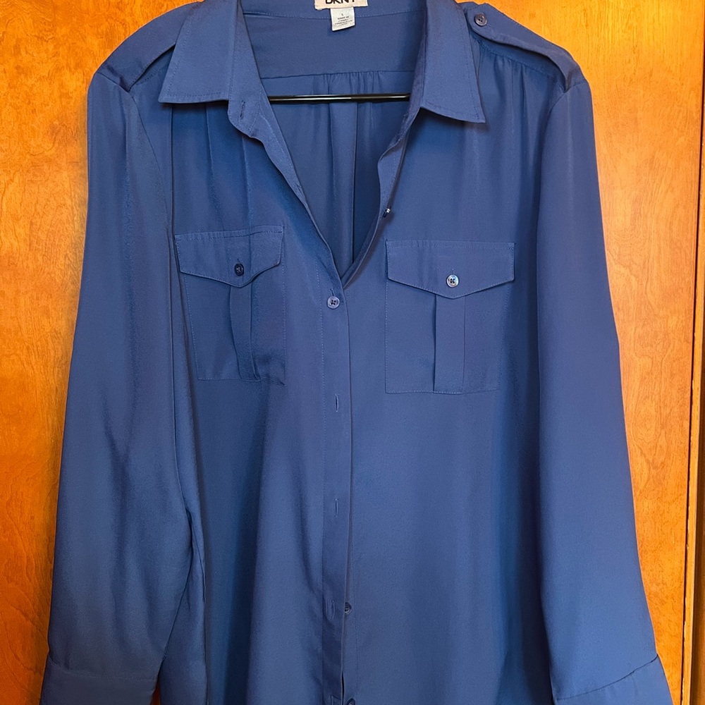 DKNY Cobalt Blue Button-Up Shirt